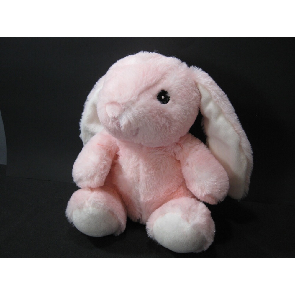BUNNY‎ RABBIT Floppy Ears Pink White Sewn Eyes Baby Safe Rattles  10" Plush